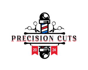 Barber Pole Scissors logo design