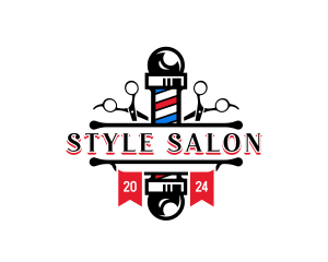 Barber Pole Scissors logo design