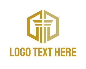 Gold Hexagon Pillar logo