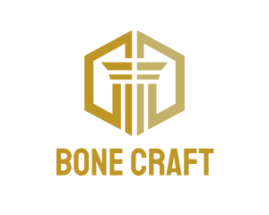 Gold Hexagon Pillar logo design