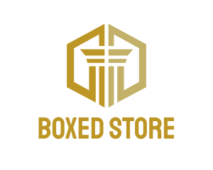 Gold Hexagon Pillar logo design