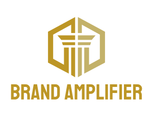 Gold Hexagon Pillar logo design