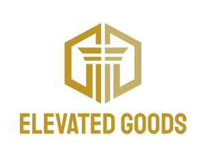 Gold Hexagon Pillar logo design