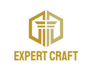 Gold Hexagon Pillar logo design