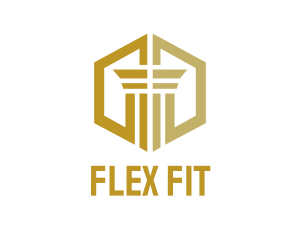 Gold Hexagon Pillar logo design