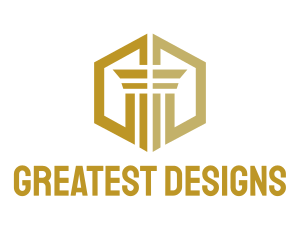 Gold Hexagon Pillar logo design