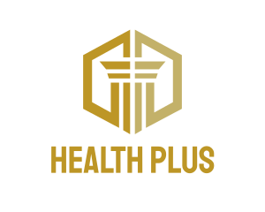 Gold Hexagon Pillar logo design