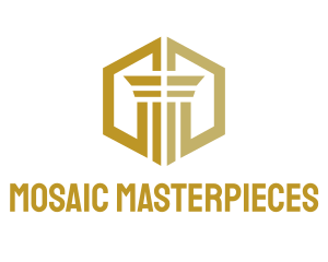 Gold Hexagon Pillar logo design