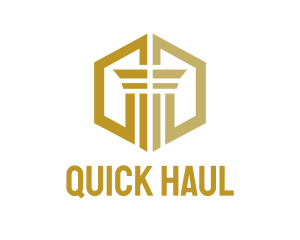 Gold Hexagon Pillar logo design