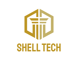 Gold Hexagon Pillar logo design