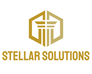 Gold Hexagon Pillar logo design