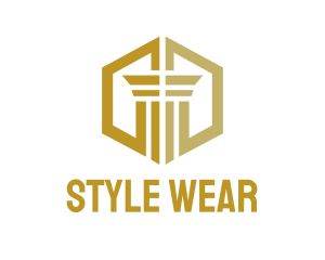 Gold Hexagon Pillar logo design