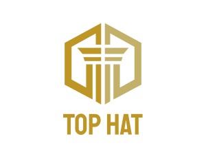 Gold Hexagon Pillar logo design