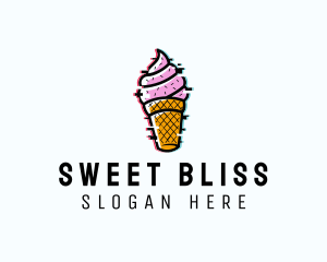 Glitch Ice Cream Dessert logo design