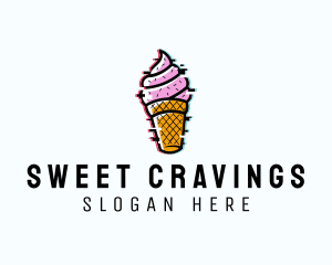 Glitch Ice Cream Dessert logo design