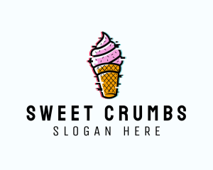 Glitch Ice Cream Dessert logo design