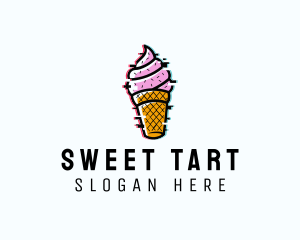 Glitch Ice Cream Dessert logo design