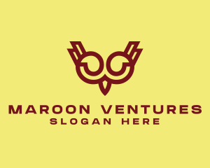 Maroon Owl Bird logo design