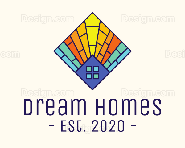 Colorful Stained Glass House Logo