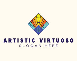 Colorful Stained Glass Home logo design