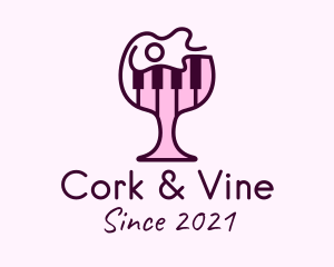 Wine Glass Piano logo design