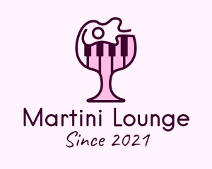 Wine Glass Piano logo design