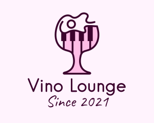 Wine Glass Piano logo design