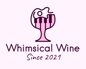 Wine Glass Piano logo design