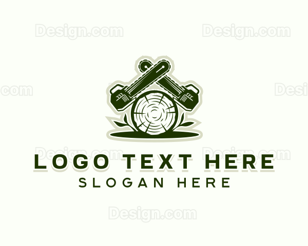 Logging Lumberjack Chainsaw Logo