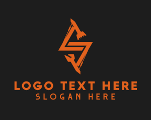 Orange Backhoe Letter S logo