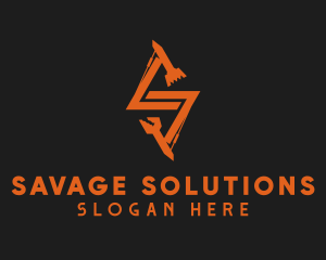 Orange Backhoe Letter S logo design