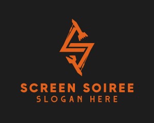 Orange Backhoe Letter S logo design