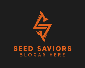 Orange Backhoe Letter S logo design