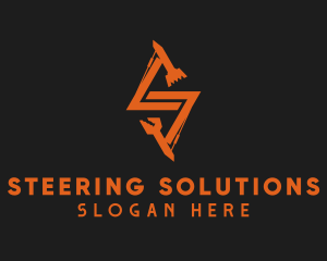 Orange Backhoe Letter S logo design