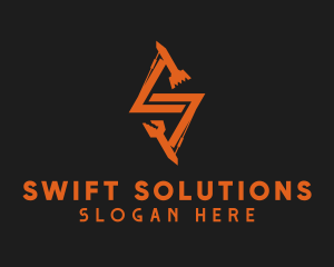 Orange Backhoe Letter S logo design