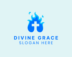 Religious Flame Cross logo