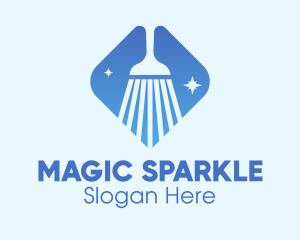 Blue Sparkle Broom logo design