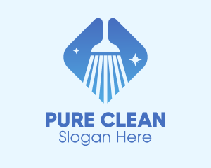 Blue Sparkle Broom logo design