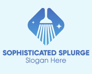 Blue Sparkle Broom logo design