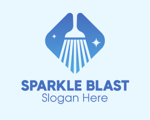 Blue Sparkle Broom logo design