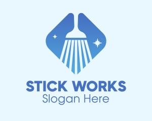 Blue Sparkle Broom logo design