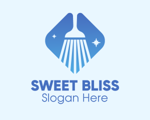 Blue Sparkle Broom logo design