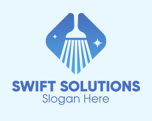 Blue Sparkle Broom logo design