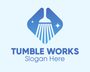 Blue Sparkle Broom logo design