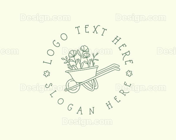 Flower Wheelbarrow Gardening Logo