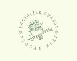 Flower Wheelbarrow Gardening Logo