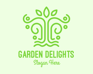 Green Minimalist Tree logo design