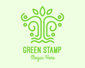 Green Minimalist Tree logo design