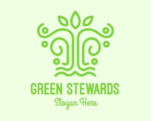 Green Minimalist Tree logo design