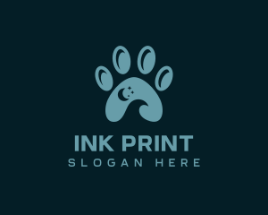 Night Crescent Paw Print logo design